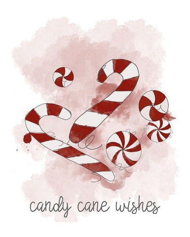 Candy Cane Wishes Black Ornate Wood Framed Art Print with Double Matting by Quach, Anna
