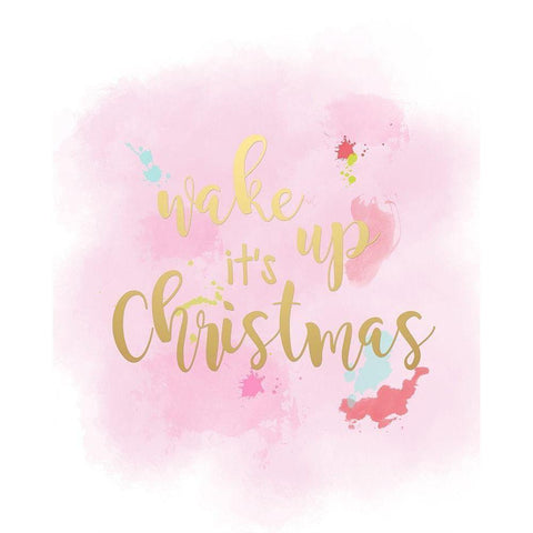 Wake Up Its Christmas Gold Ornate Wood Framed Art Print with Double Matting by Quach, Anna