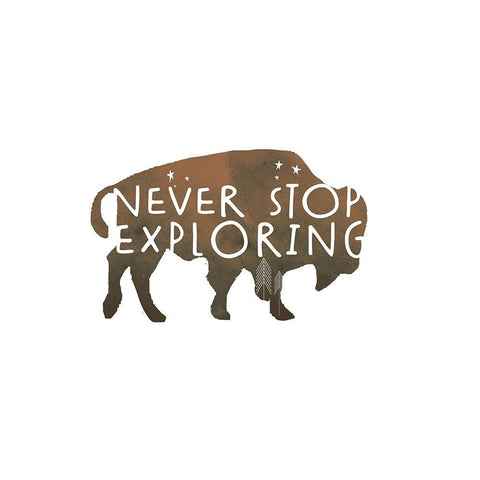 Never Stop Exploring Buffalo Gold Ornate Wood Framed Art Print with Double Matting by Quach, Anna
