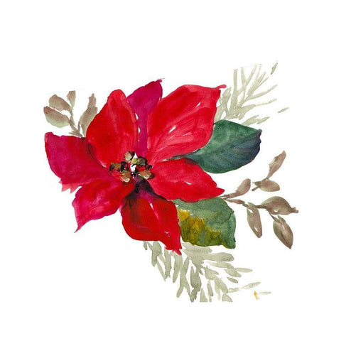 Bright Poinsettia I Gold Ornate Wood Framed Art Print with Double Matting by Loreth, Lanie