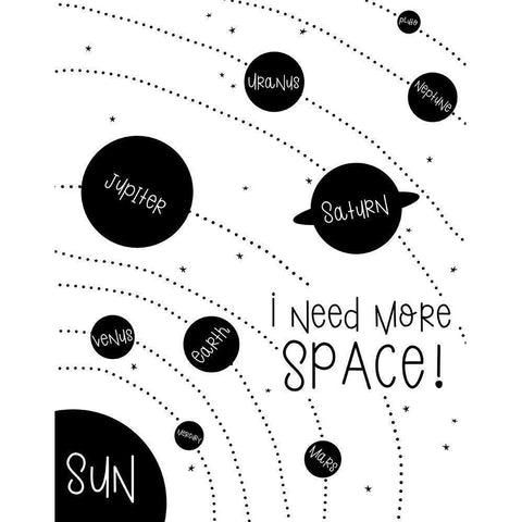 I Need More Space Black Modern Wood Framed Art Print by Quach, Anna