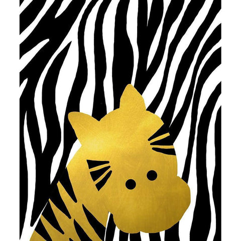 Gold Baby Zebra Black Modern Wood Framed Art Print with Double Matting by Quach, Anna