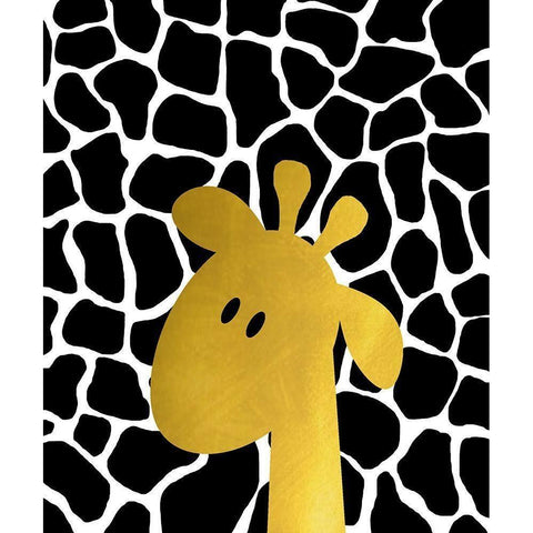 Gold Baby Giraffe Black Modern Wood Framed Art Print by Quach, Anna