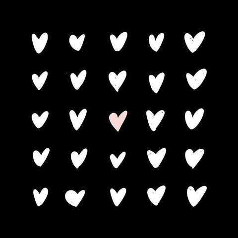 Hearts Black Modern Wood Framed Art Print by SD Graphics Studio