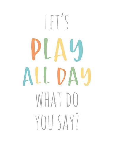 Play All Day White Modern Wood Framed Art Print with Double Matting by Quach, Anna