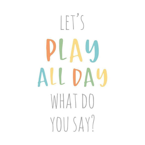 Play All Day White Modern Wood Framed Art Print by Quach, Anna