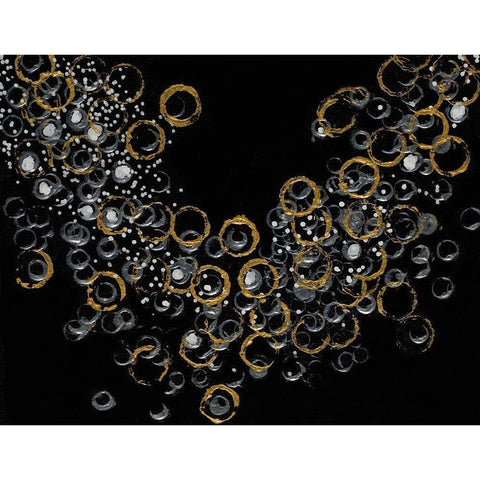 Black and Gold Bubbles I Gold Ornate Wood Framed Art Print with Double Matting by Pattinian, Merri