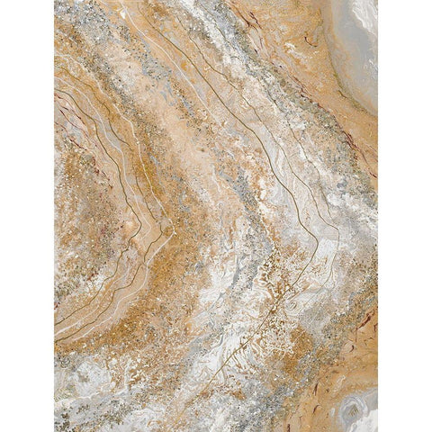 Cool Earth Marble Abstract II Gold Ornate Wood Framed Art Print with Double Matting by Hakimipour, Tiffany