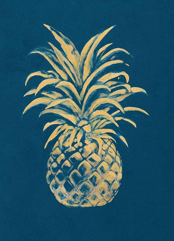 Golden Pineapple White Modern Wood Framed Art Print with Double Matting by Hakimipour, Tiffany