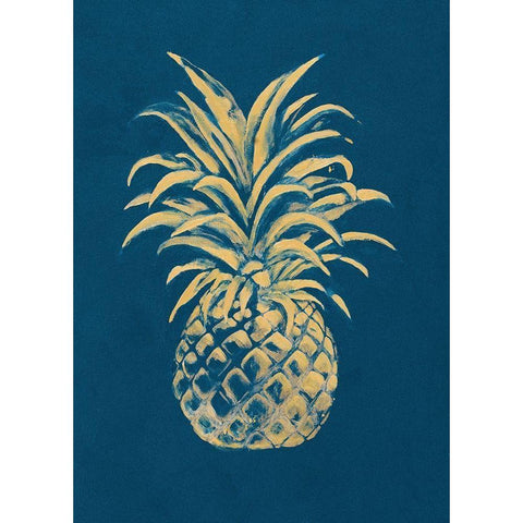 Golden Pineapple Black Modern Wood Framed Art Print with Double Matting by Hakimipour, Tiffany