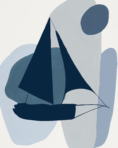 Modern Sails I White Modern Wood Framed Art Print with Double Matting by Pinto, Patricia