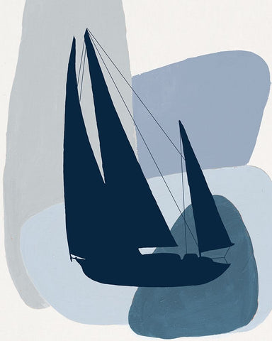 Modern Sails II Black Ornate Wood Framed Art Print with Double Matting by Pinto, Patricia