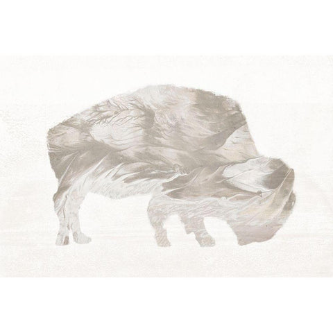 Muted Urban Bison Gold Ornate Wood Framed Art Print with Double Matting by Meneely, Dan