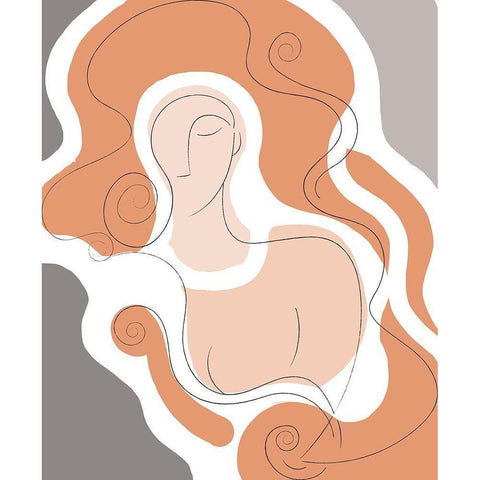 Long Locks Line Drawing Black Modern Wood Framed Art Print with Double Matting by Mosher, Deidre