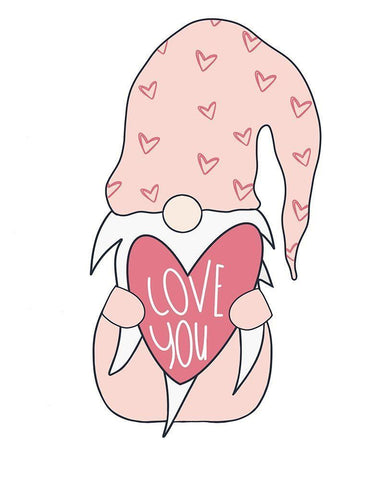 Valentine Gnome White Modern Wood Framed Art Print with Double Matting by Torres, Melanie