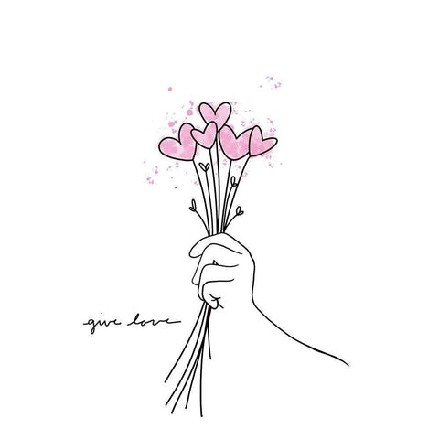 Give Love White Modern Wood Framed Art Print by Torres, Melanie