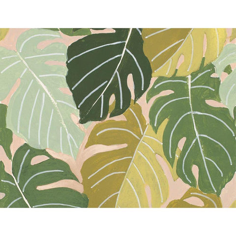 Back To Nature Palm Leaves Black Modern Wood Framed Art Print with Double Matting by Pinto, Patricia