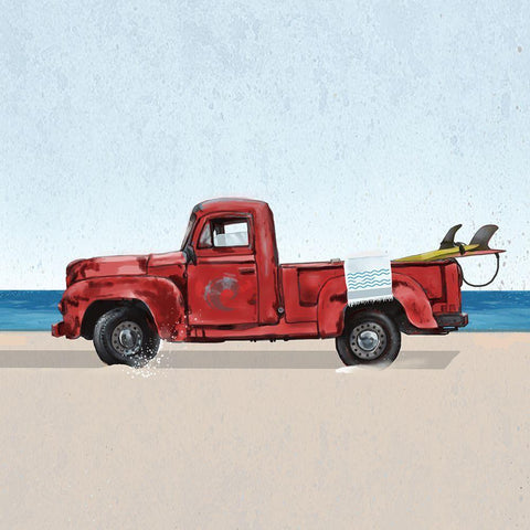 Red Surf Vehicle Black Ornate Wood Framed Art Print with Double Matting by Sheppard, Lucca