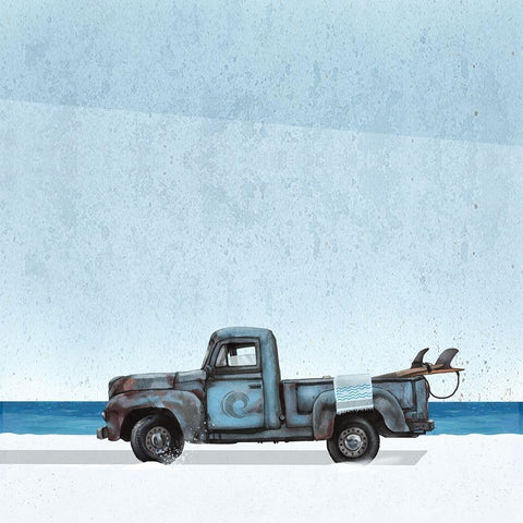 Surf Vehicle I Black Ornate Wood Framed Art Print with Double Matting by Sheppard, Lucca