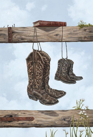 Family Boots Black Ornate Wood Framed Art Print with Double Matting by Sheppard, Lucca