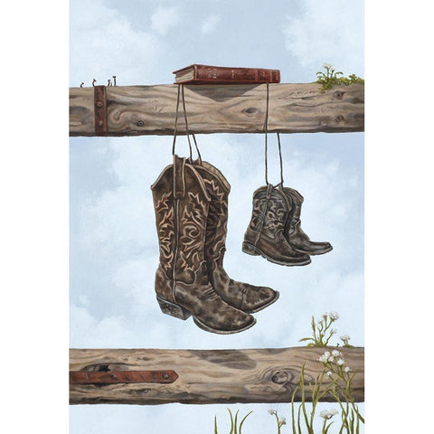 Family Boots White Modern Wood Framed Art Print by Sheppard, Lucca