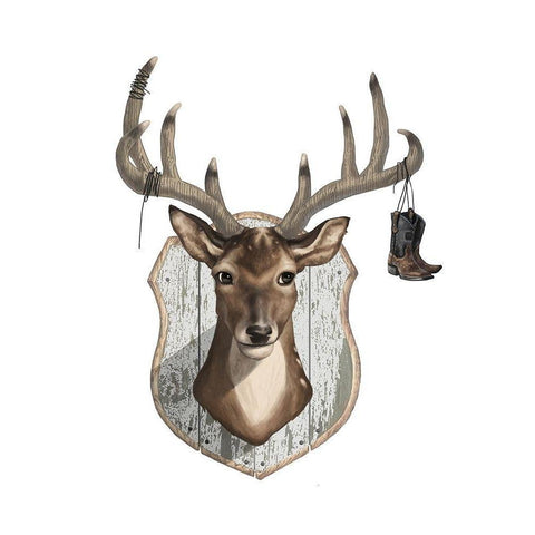 Deer Mount Black Modern Wood Framed Art Print by Sheppard, Lucca
