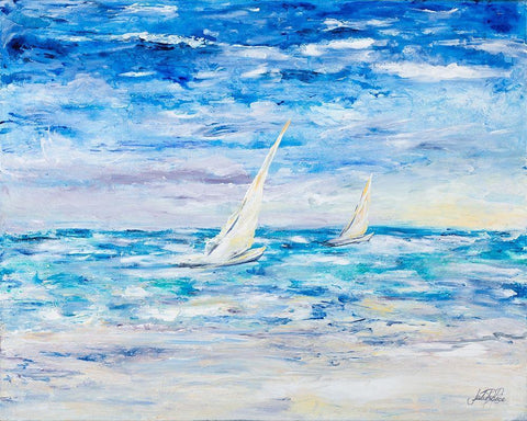 Follow The Trade Winds White Modern Wood Framed Art Print with Double Matting by DeRice, Julie