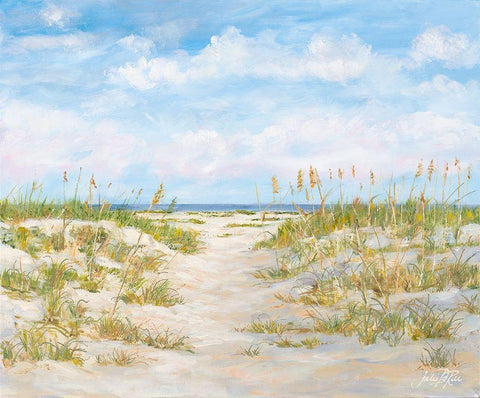 Summer Sand Dunes and Beachgrass Black Ornate Wood Framed Art Print with Double Matting by DeRice, Julie