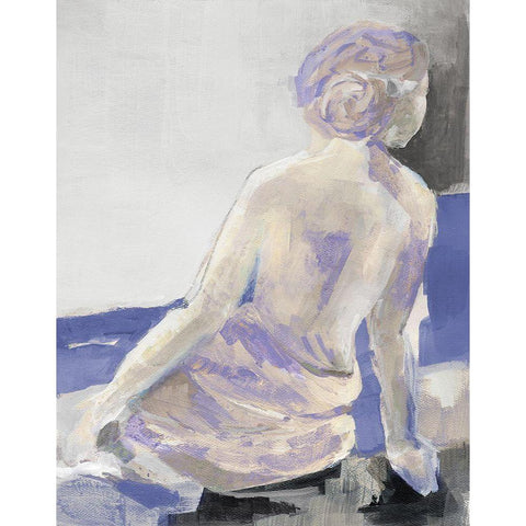 Periwinkle Seated Nude White Modern Wood Framed Art Print by Loreth, Lanie