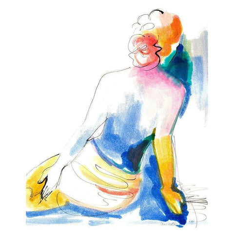 Colorful Seated Nude White Modern Wood Framed Art Print by Loreth, Lanie