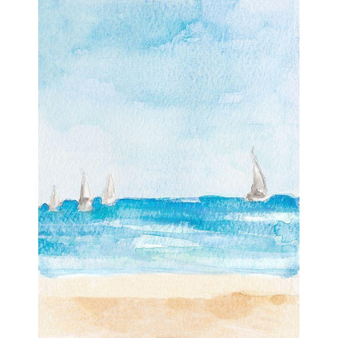 Windy Beach Day White Modern Wood Framed Art Print by Loreth, Lanie