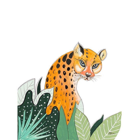 Peering Cheetah Black Modern Wood Framed Art Print with Double Matting by Pinto, Patricia