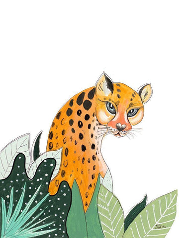 Peering Cheetah White Modern Wood Framed Art Print with Double Matting by Pinto, Patricia