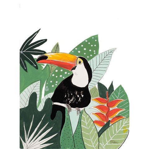 Peering Toucan White Modern Wood Framed Art Print by Pinto, Patricia