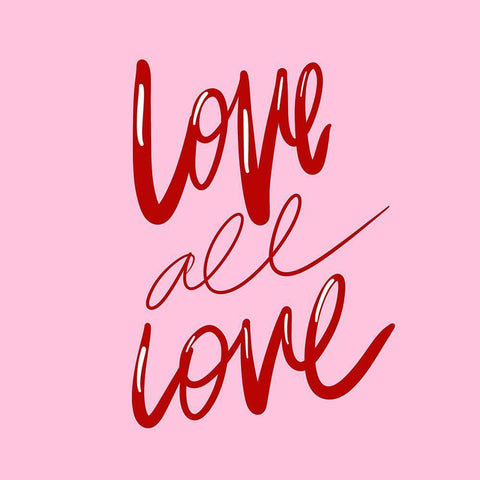 Love All Love Red on Pink Black Ornate Wood Framed Art Print with Double Matting by SD Graphics Studio