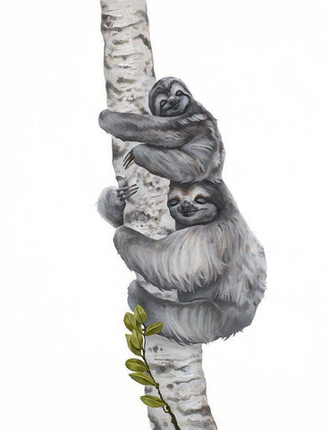 Sleepy Sloths Black Ornate Wood Framed Art Print with Double Matting by Sheppard, Lucca