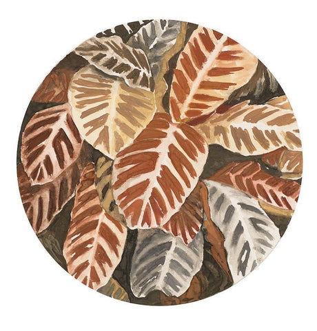 Sepia Leaves In Circle Black Ornate Wood Framed Art Print with Double Matting by Pinto, Patricia
