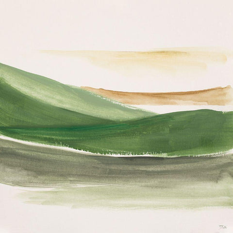 Green Abstract Landscape Black Ornate Wood Framed Art Print with Double Matting by Pinto, Patricia