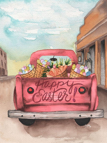 Easter Truck I Black Ornate Wood Framed Art Print with Double Matting by Medley, Elizabeth