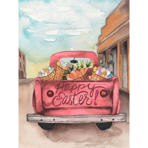 Easter Truck I Gold Ornate Wood Framed Art Print with Double Matting by Medley, Elizabeth