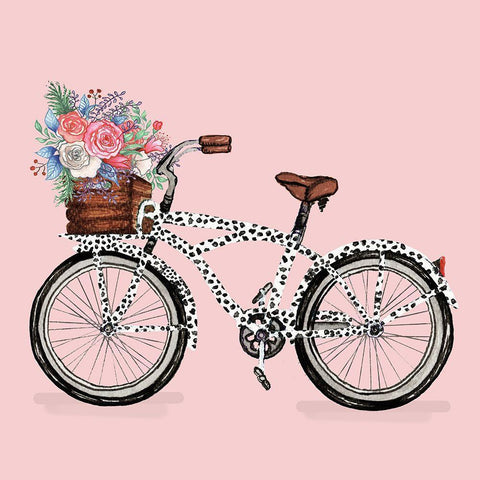 Bicycle With Flower Basket Black Modern Wood Framed Art Print with Double Matting by Medley, Elizabeth