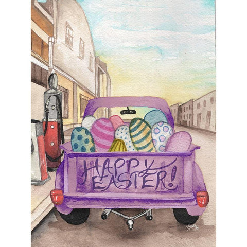 Easter Truck II Gold Ornate Wood Framed Art Print with Double Matting by Medley, Elizabeth