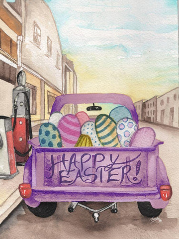 Easter Truck II Black Ornate Wood Framed Art Print with Double Matting by Medley, Elizabeth