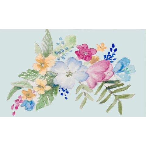 Spring Bouquet on Blue I Gold Ornate Wood Framed Art Print with Double Matting by Loreth, Lanie