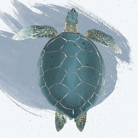 Sea Turtle Black Ornate Wood Framed Art Print with Double Matting by Sheppard, Lucca