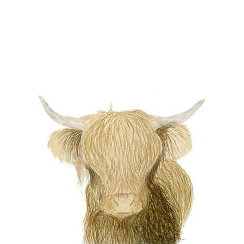 Highland Cattle Gold Ornate Wood Framed Art Print with Double Matting by Price, Lucille