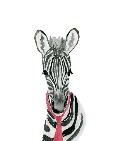 Zebra With Tie Black Ornate Wood Framed Art Print with Double Matting by Price, Lucille