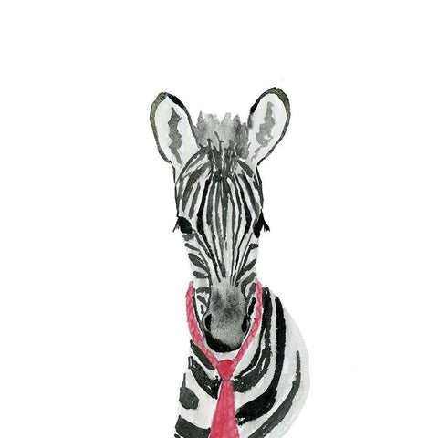 Zebra With Tie Black Modern Wood Framed Art Print by Price, Lucille