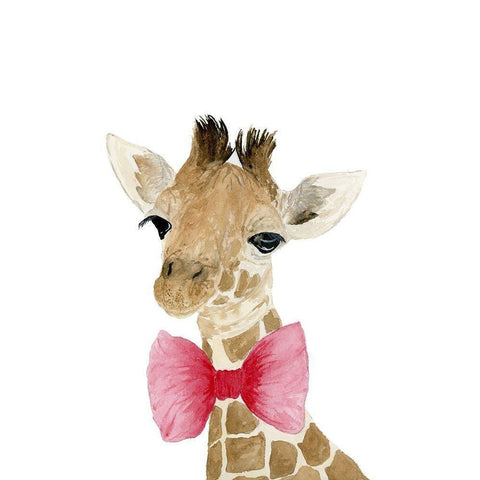 Giraffe With Bow Black Modern Wood Framed Art Print with Double Matting by Price, Lucille