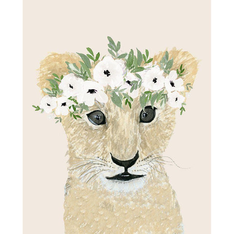 Little Lion White Modern Wood Framed Art Print by Price, Lucille